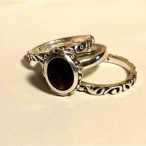 Silpada Sterling 925 Silver Smoky Quartz Scroll Stackable Set Ring R1384 Sz 8